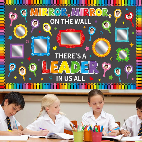 Motivational Bulletin Board Set With Mirrors And Paper Cutouts For Classrooms And Offices Affirmation Station decor with students