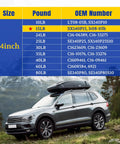 Chart showing 14 Inch 15lb Gas Struts Set for US General Toolbox Shocks Lt08-05b options with car and mountains in background.