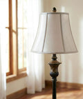Sophia LED Floor Lamp Tall Mid Century Modern Style With Bell Shape Fabric Shade Bronze Finish For Bedroom And Living Room Decor