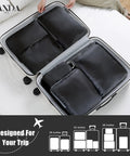 4 Piece Compression Packing Cubes Set For Travel Expandable Carry On Organizers Space Saving Luggage Bags Black in suitcase