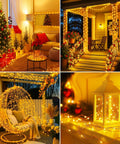 Dope Warm White Outdoor Fairy Lights With Remote, 33 Feet Of 100 LED Twinkle String Lights, Waterproof With Timer in festive decor