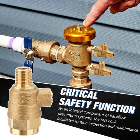 Installed Four Pack Test Cocks One Eighth Inch Male To One Quarter Inch Female With PTFE Sealant Tape For Backflow Valves
