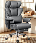 Boss Level Big And Tall Office Chair With Footrest And Lumbar Support, Extra Wide 23.6 Inch Seat, Heavy Duty High Back Ergonomic Chair