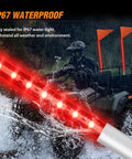 3 Foot LED Whip Light With Aluminum Base Red Color Safety Warning Pole Antenna For RZR Polaris Dune Buggy Off Road Truck UTV ATV High Bright 84 LED SMD, IP67 waterproof in use on a vehicle in water
