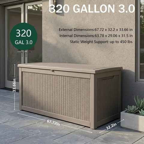 Mega Roomy Waterproof Outdoor Deck Box For Backyard Patio 320 Gallon Massive Weatherproof Garden Stash Holds Couch Cushions And Lawn Tools With Zero Hassle Smooth Space Saving Upgrade