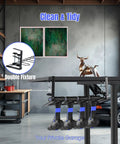 Under Workbench Drill Holder Table Mount With Clamp For Cordless Tools Grab And Go 16.6 Inch Reach installed in garage.