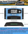 100 Amp MPPT Solar Charger Controller for 12V and 24V Systems with LCD Display and USB ports dimensions diagram