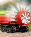 Heavy Duty Remote Control Crawler Sprayer For Agricultural Fields And Lawns With Powerful Tank spraying in a field setting.