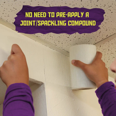 Applying Fiberglass Drywall Repair Tape 6 Inch By 75 Foot Heavy Duty Self Adhesive Patch DIY Friendly For Cracks And Seams