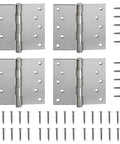 Heavy Duty Stainless Steel Ball Bearing Door Hinges Rock Solid 5 Inch Square Corners with screws for heavy cabinets and gates.