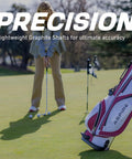 Golfer practicing putt with Women’s X1 Complete Golf Club Set With Driver Fairway Hybrid Irons Putter Stand Bag And Headcovers