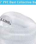 Clear 1-1/2 Inch By 10 Foot Dust Collection Hose With Carbon Steel Wire For Dust Collectors And Woodworking Tools coiled