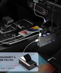 Three Socket Cigarette Lighter Splitter Delivering 180W Power With Pd 65W Qc 3 0 Fast Charge in a car charging multiple devices.
