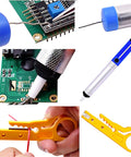 Straight Up Solid 60W Soldering Iron Kit with precision tools for electronics repair on circuit boards and soldering tasks.