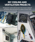 Built Like A Tank Waterproof Exhaust Fan 80mm 2 Pack 120V AC Cooling Ventilator 14W 2470RPM 21 CFM installed in DIY cooling project.