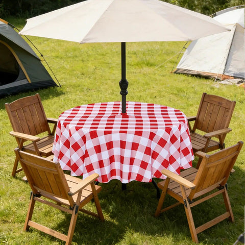 gingham patio umbrella Round 60 Inch Outdoor Tablecloth With Umbrella Hole And Zipper, Red And  White Gingham, Spill Proof And Washable, Easy Clean For Patio Garden  Poolside