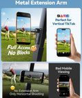 Magnetic Golf Cart Phone Holder With 360 Degree Rotatable Base And Foldable Dual Arm for GPS viewing and vertical video recording on golf course.