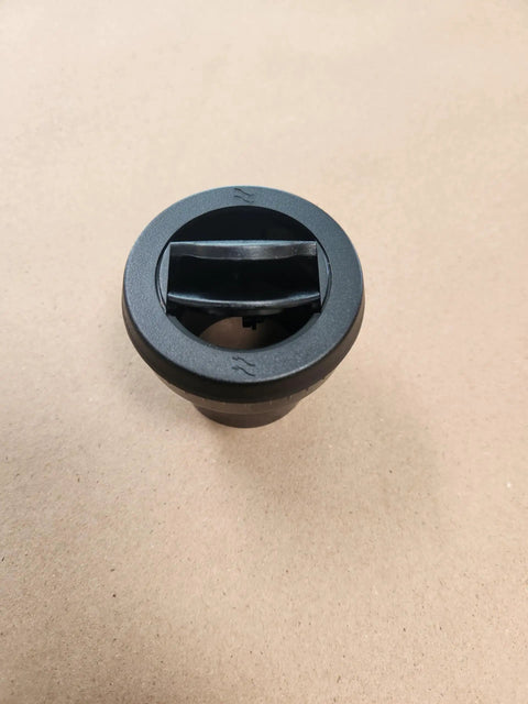 2.7 Inch Sonora Louver Threaded Vent With 2 Inch Hose Adapter For Direct Fitment And Easy Install, black plastic vent front view