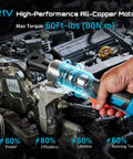 Cordless Ratchet Wrench Set With 60 Ft-Lbs Torque, Beast Power 21V Max shown in use on engine, highlighting motor efficiency.