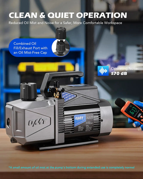 Two Stage HVAC Vacuum Pump For AC Service, 1.5 HP Rotary Vane Pro Grade Heavy Duty Pump with quiet operation feature