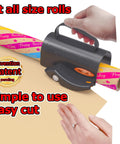 Smooth As Butter Rotary Wrapping Paper Cutter With Three Quick Swap Blades For Dead Simple Gift Roll Slicing And Straight Fire Holiday Craft Supplies Pro Grade Desktop Stationery Tool with colorful wrapping paper rolls
