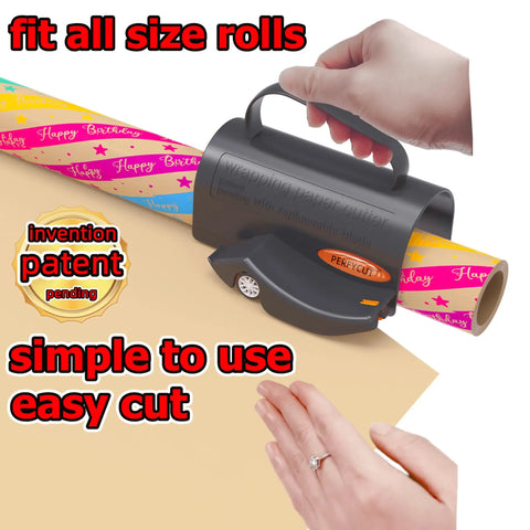 Smooth As Butter Rotary Wrapping Paper Cutter With Three Quick Swap Blades For Dead Simple Gift Roll Slicing And Straight Fire Holiday Craft Supplies Pro Grade Desktop Stationery Tool with colorful wrapping paper rolls