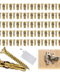 6x14mm Short Expansion Screw Set For Cabinet Hinge Repair And Drywall, Heavy Duty Anchors And Screws Kit, Hollow Door Wall Anchors For Stripped Thread Fix, 100 Pieces, Easy Install And Secure Hold, Durable And Long Lasting; gold metal anchors for hinge repair