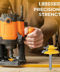 Use of 45 Degree Lock Miter Router Bit Set Three Piece Kit With One Quarter Inch Shank For Woodworking in action