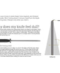 Diagram explaining how honing affects knife sharpness with a side-by-side of honing steel and knife blade cross-section