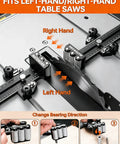 Pro Shop Grade Thin Rip Jig For Table Saw Featuring Three Heavy Duty Rollers And Universal Miter Slot Adapter Delivering Dead Straight Cuts, adjustable for left or right-hand use.