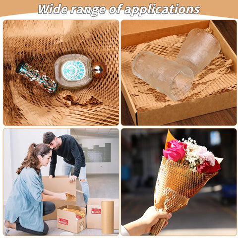 Eco Friendly Packing Paper Roll With Honeycomb Cushioning, 16 Inch By 400 Foot Bubble Safe Wrap used for various fragile items