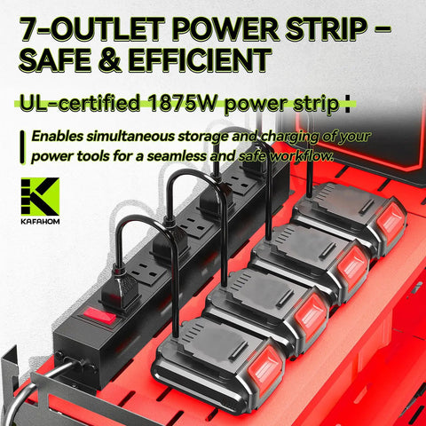Heavy Duty Wall Mount Power Tool Organizer With Nine Slot Drill Holder And Built In Seven Outlet Charging Station Hardcore Garage Storage Rack Keeping Your Rig Tight And Ready For The Daily Grind