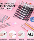 All In One Nail Art Kit With Case 31 Piece Set Including Dual Ended Dotting Tools Liner Brushes Striping Tools