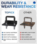 Comparison of PVC-coated sturdy anti rattle hitch tightener versus rusted metal clamp for wear resistance and durability.