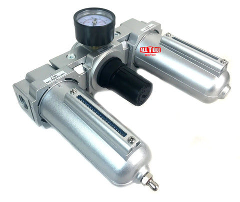 Heavy Duty Three Quarter Inch FRL Air Control Unit with Manual Drain, 0.05 Micron Filter, Regulator, Lubricator