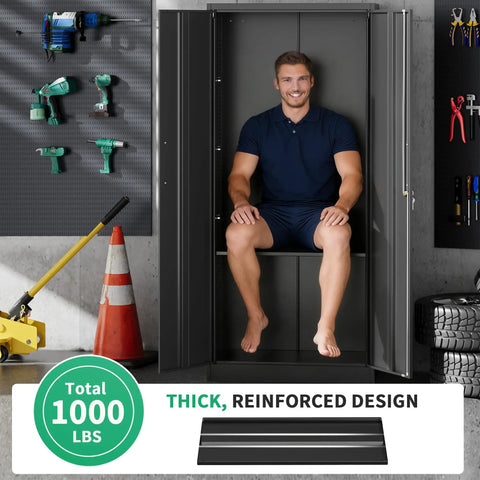Heavy Duty Metal Storage Cabinet With Locking Doors 71 Inch Tall Steel Locker Organizer Featuring Adjustable Shelves For Garage Shop Or Office Durable As Nails And Straight Bulletproof Build