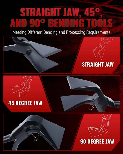 Image showing Hand Seamers Sheet Metal Tools Set With 3 Pliers for Bending and Flattening Metal Straight Jaw 45 Degree and 90 Degree Angles.