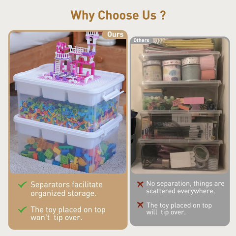 Compare No Fuss 17 Qt Clear Plastic Storage Box With Bricks Compatible Baseplate Lid And Removable Tray for organized crafts