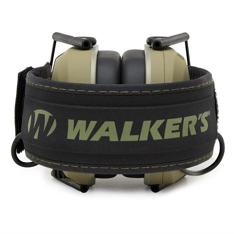 Back view of Razor Slim Patriot Series Ear Muffs with ultra-low profile, olive drab design for outdoor shooting and range duty.