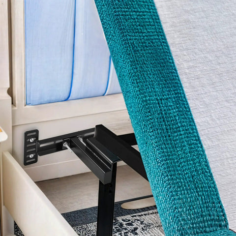 Close-up of Straight Up Sturdy Headboard Bracket Kit For Adjustable Beds And Metal Frames on an adjustable bed.