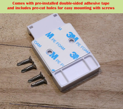 Garage Door Bracket For Entry Sensors, Easy Setup And Durable Build, Preinstalled Double Sided Tape, Pre Cut Holes With Screws