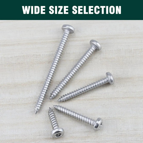 Dead Set Solid 304 Stainless Steel Security Screws In A Bulk Pack Of One Hundred Pieces With Tamper Proof Pin In Star Drive for variety of sizes.