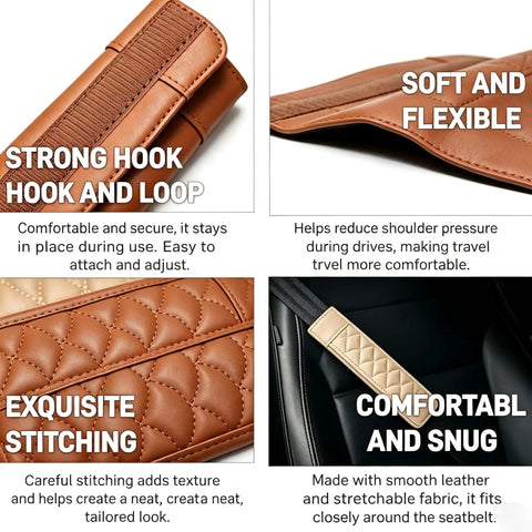 Chevrolet Volt Bolt EV Seat Belt Cover Pad For Off Road Blazer EV EUV Cushioned Neck Comfort Slashes Friction Keeps Your Clothes Safe Easy Install Perfect Weekend Adventure Gear brown leather hook and loop seat belt pad
