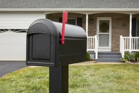 Heavy Duty Metal Post Mounted Mailbox In Black For Outside, Weatherproof Steel Construction, Rust Resistant Finish, Large Curbside Mailbox