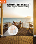 Adjustable 8 By 8 Post Base Bracket Set installed on pavilion deck, stainless steel anchors, sturdy decorative support, size 7.8x7.3 inches.