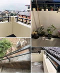 Heavy Duty Temporary Deck Railing Guardrail System Adjustable Safety Fence For Pets And Kids Weather Resistant Galvanized Steel With No Sweat Setup Outdoor Patio Barriers in use with potted plants on a balcony.