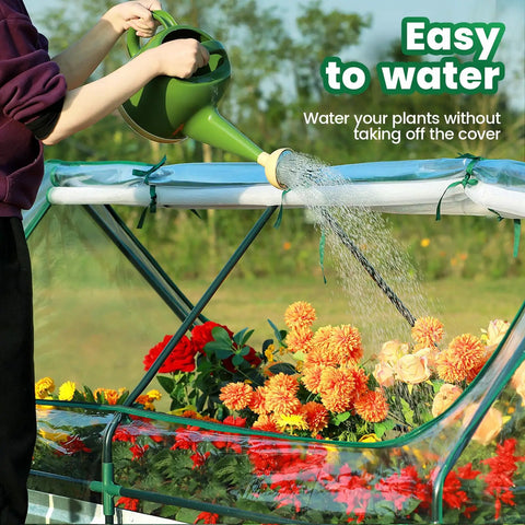 Watering Raised Garden Bed With Cover And Mini Greenhouse Kit For Outdoor Use Galvanized Metal Planter Box Includes Two Screen Window Panels 20 T Tags Gloves Perfect For Growing Veggies And Herbs 6x3x1ft