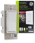 Z Wave Smart Rocker Light Switch With QuickFit And SimpleWire, 3 Way Ready, box and switch view with white and almond options