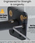 Close-up of Badass Hidden Floating Shelf Brackets featuring slick Pinol screw tech for rock solid zero sag mounts.