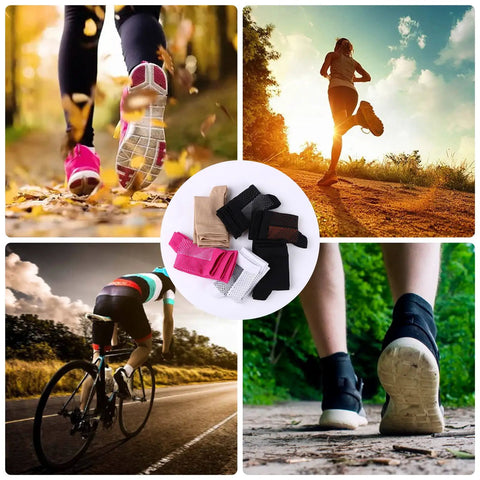 Collage showing outdoor activities with 3 Pack Neuropathy Socks With Ankle Support, All Day Compression For Plantar Fasciitis, size L-XL.